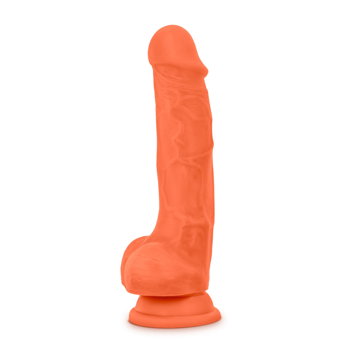 Neo Elite 7.5in Silicone Dual Density Cock with Balls Neon Orange - Just for you desires