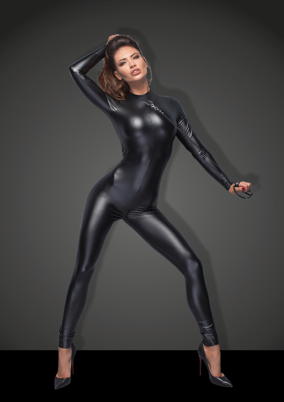 Power Wetlook Overall With Leash And 2 Way Zipper - Just for you desires