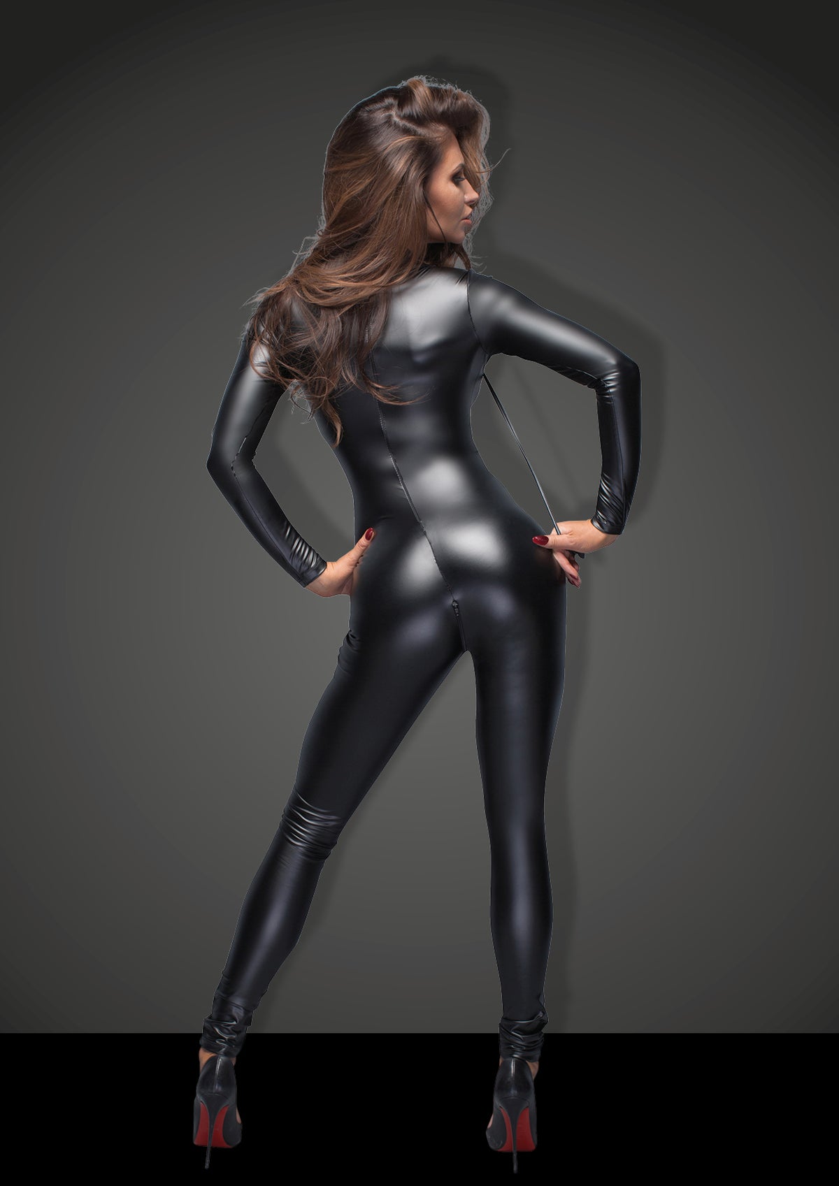 Power Wetlook Overall With Leash And 2 Way Zipper - Just for you desires