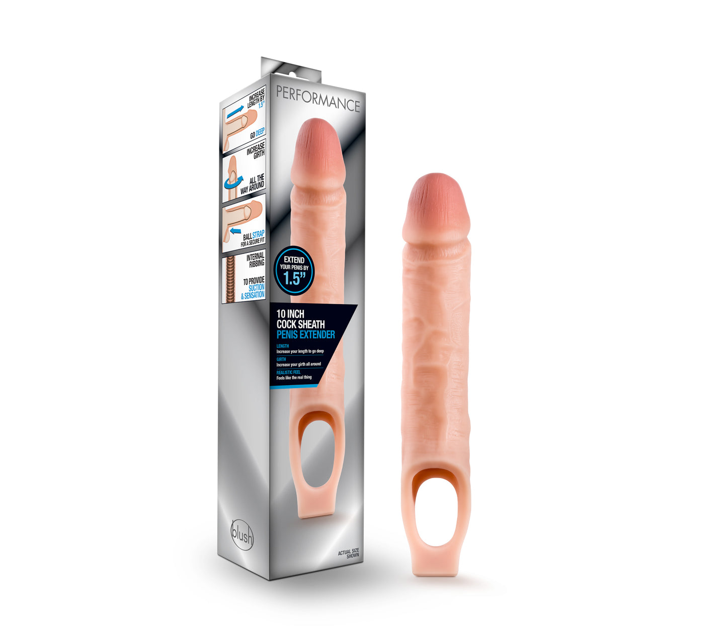 Performance 10in Cock Sheath Penis Extender Vanilla - Just for you desires
