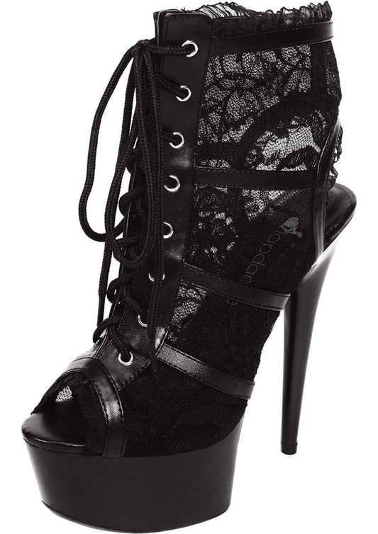 Black Lace Open Toe Platform Ankle Bootie 6in Heel - Just for you desires