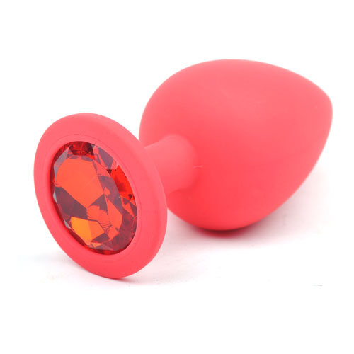 Red Silicone Anal Plug Large w/ Red Diamond - Just for you desires