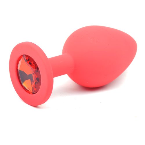 Red Silicone Anal Plug Medium w/ Red Diamond - Just for you desires