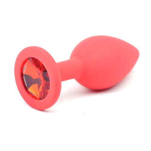 Red Silicone Anal Plug Small w/ Red Diamond - Just for you desires