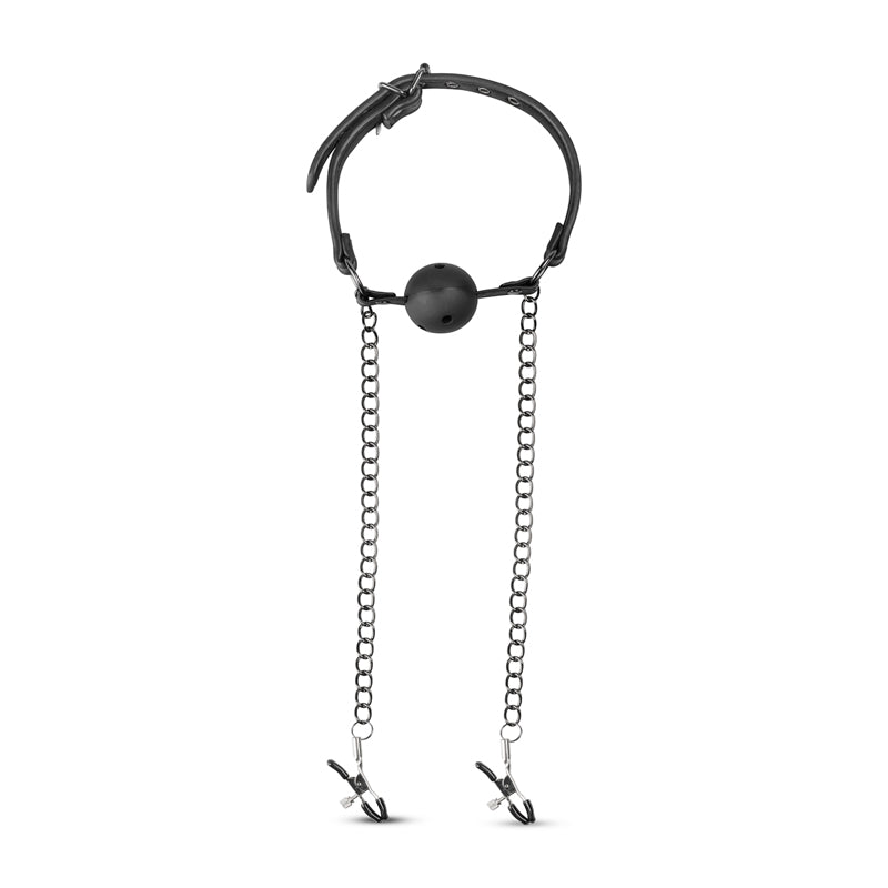 Open Ball Gag With Nipple Clamps - Just for you desires
