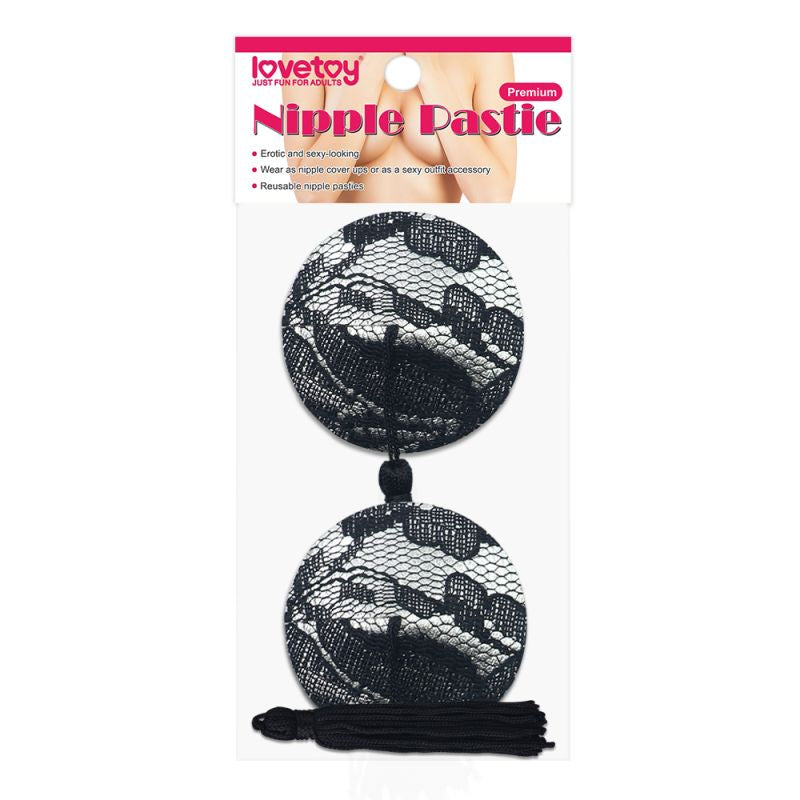 Reusable Black Lace Round Tassel Nipple Pasties - Just for you desires