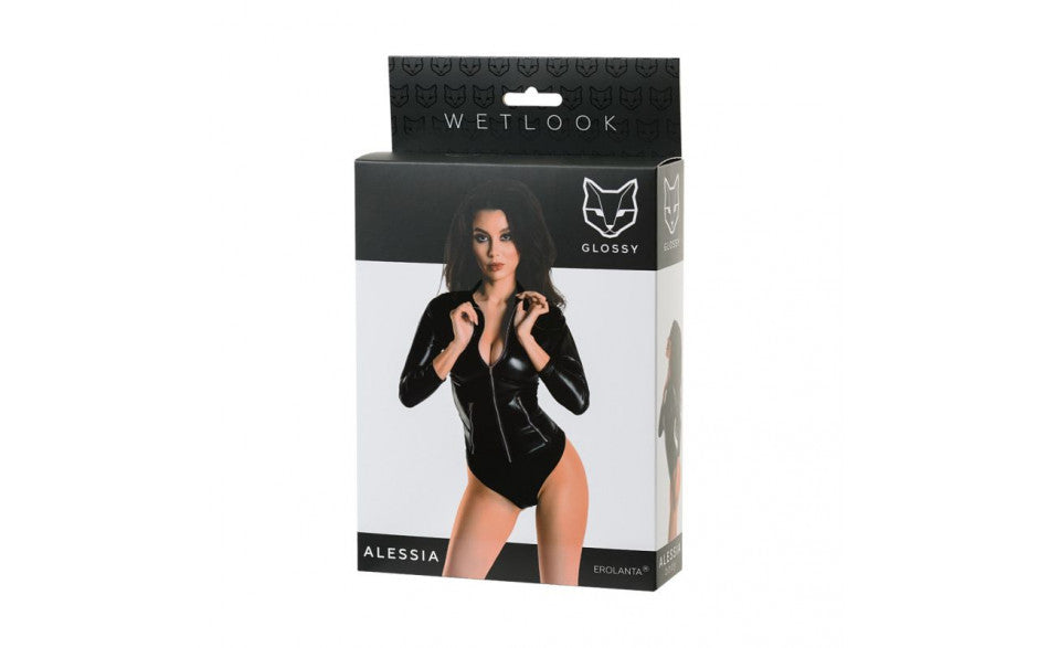 Glossy Wetlook Bodysuit w Zip Alessia - Just for you desires