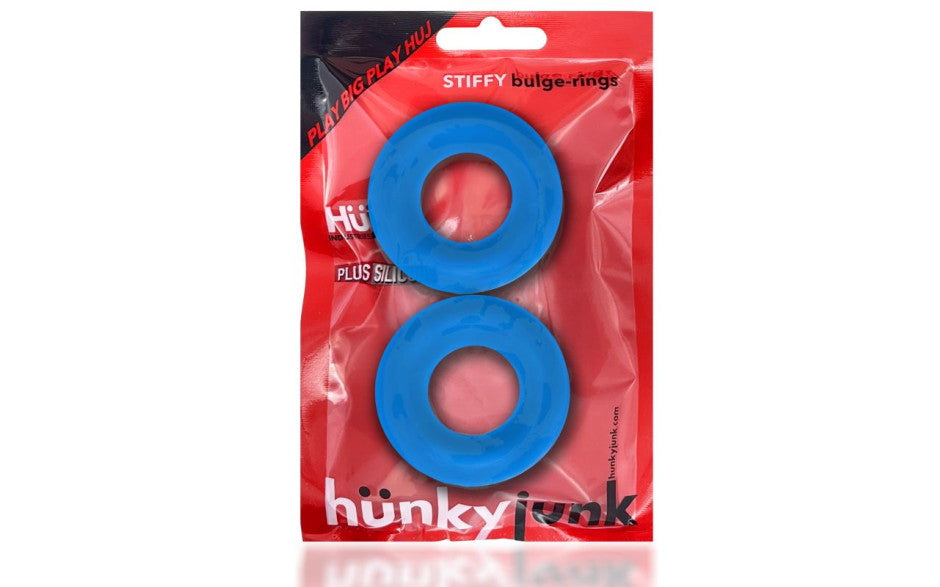 Hunky Junk Stiffy 2 Pc Bulge Cockrings Teal Ice - Just for you desires