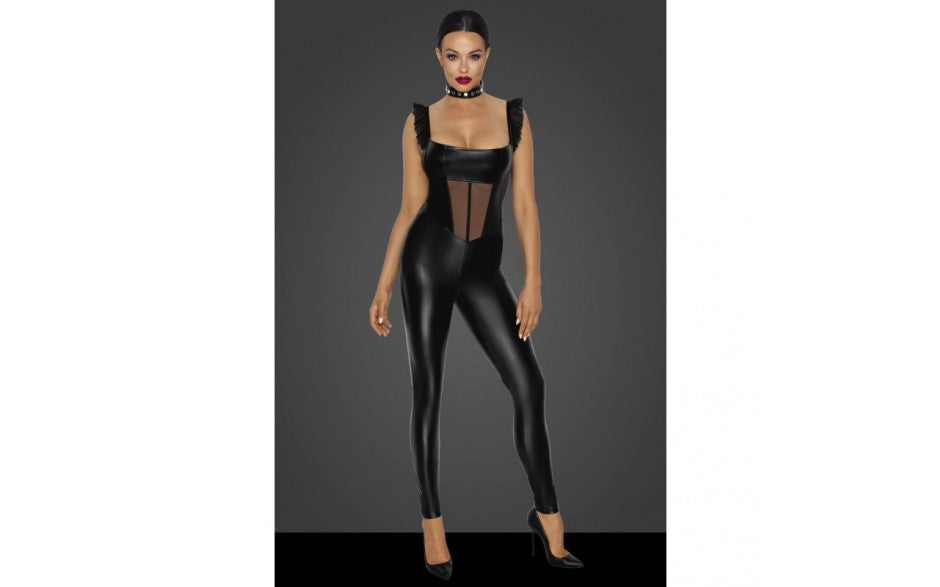 Power Wetlook Overall w Tulle Panel - Just for you desires