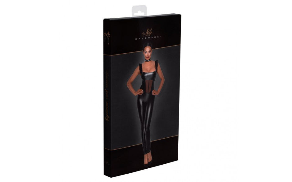 Power Wetlook Overall w Tulle Panel - Just for you desires