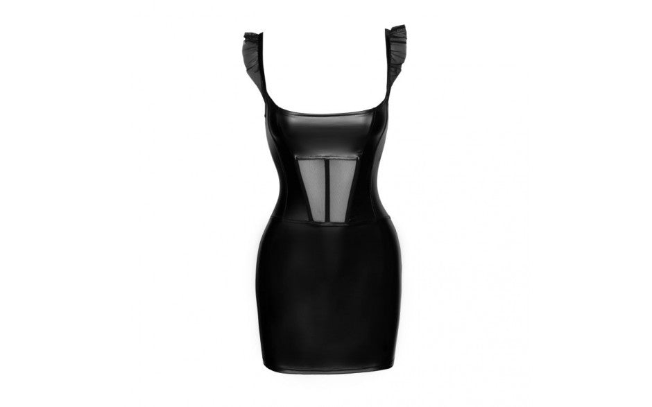 Power Wetlook Short Dress w Front Tulle Inserts - Just for you desires
