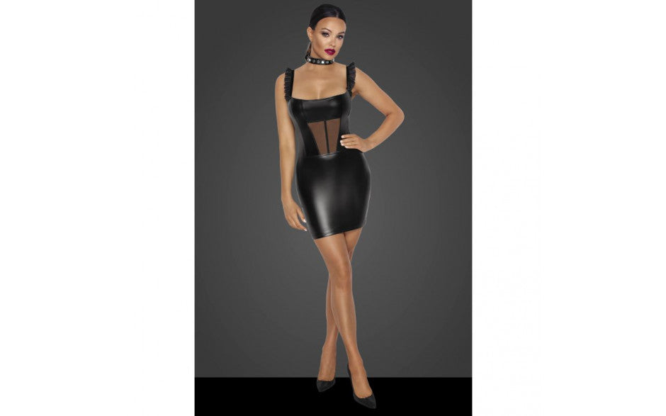 Power Wetlook Short Dress w Front Tulle Inserts - Just for you desires