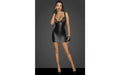 Power Wetlook Mini Dress w Lace Chest and Two Way Zipper - Just for you desires