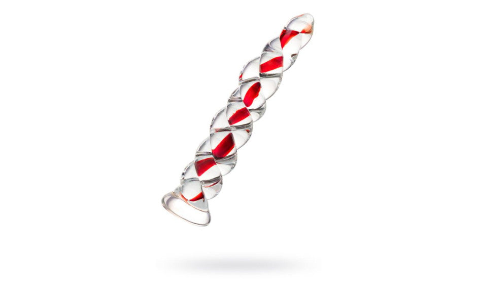 Sexus Glass Dildo Red Ribbed 18.2cm - Just for you desires