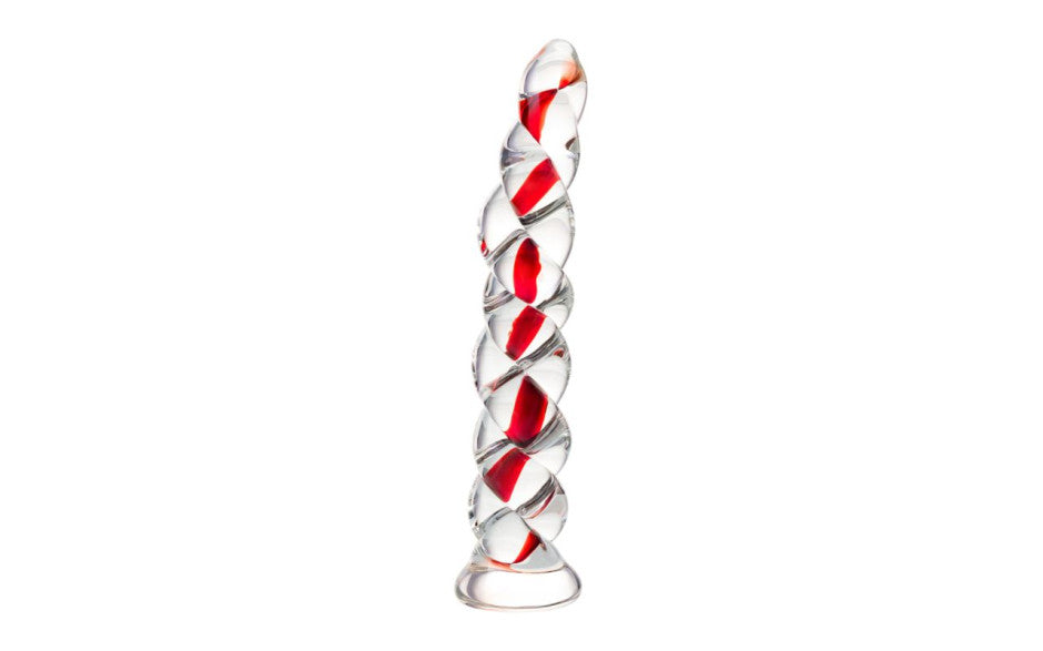 Sexus Glass Dildo Red Ribbed 18.2cm - Just for you desires