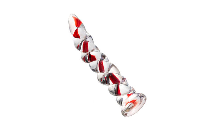 Sexus Glass Dildo Red Ribbed 18.2cm - Just for you desires
