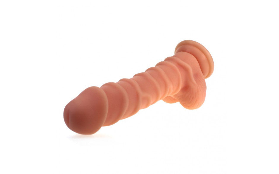 Realistic Dildo Ridged Shaft w Balls Flesh - Just for you desires