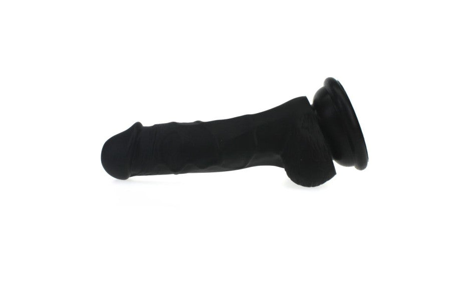 Realistic Dildo Veined Shaft w Balls Black - Just for you desires