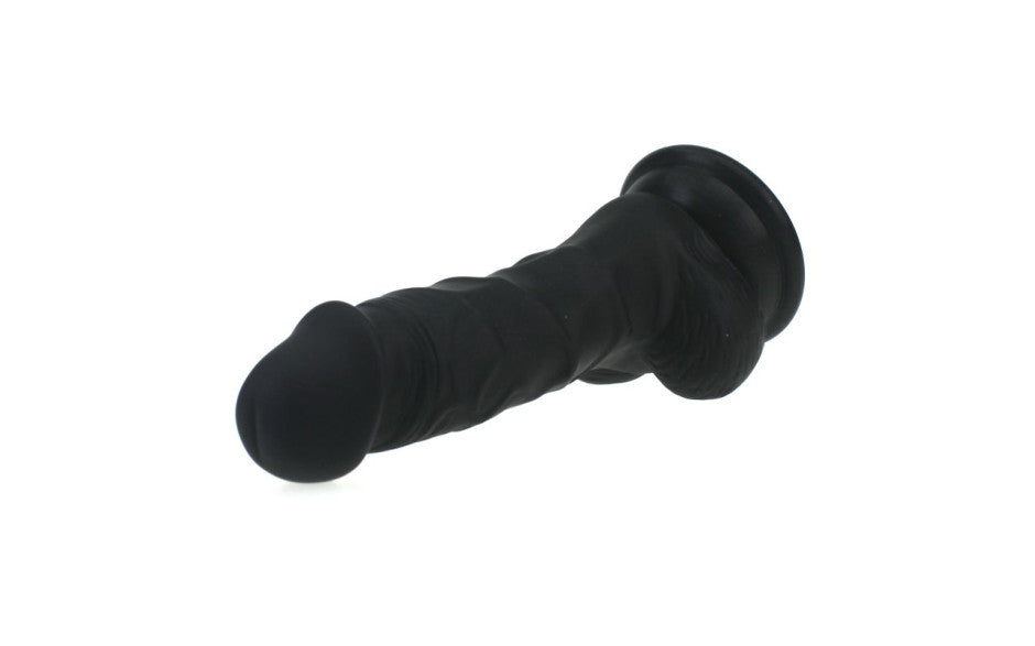 Realistic Dildo Veined Shaft w Balls Black - Just for you desires