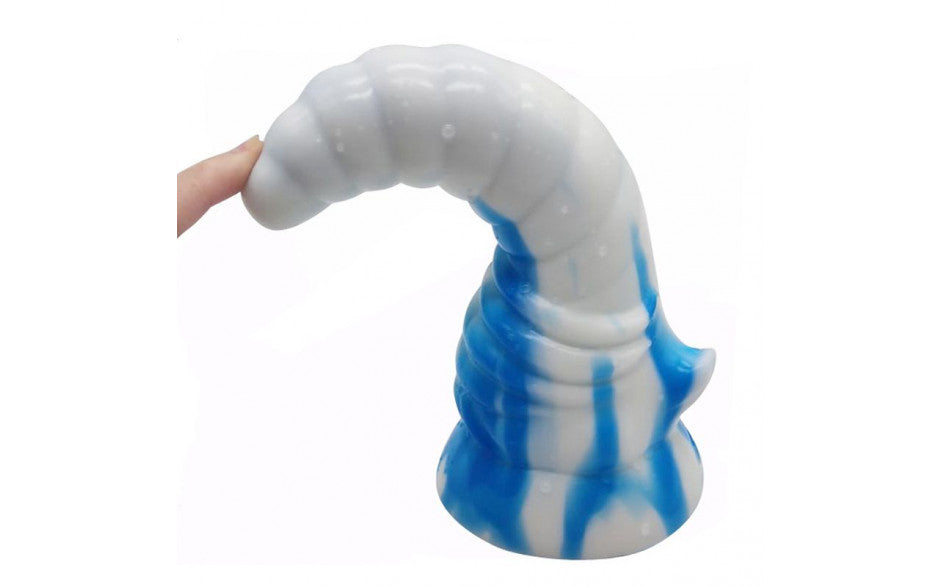 Bull Horn Dildo Blue/White - Just for you desires