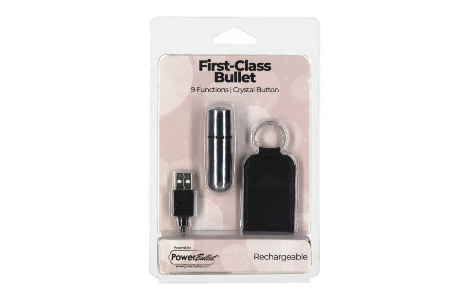 Power Bullet First Class Rechargeable Bulllet w Crystal Silver - Just for you desires