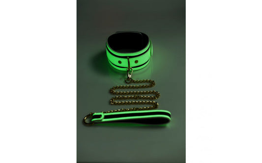 Kink in the Dark Glowing Collar & Lead Flouro Green - Just for you desires