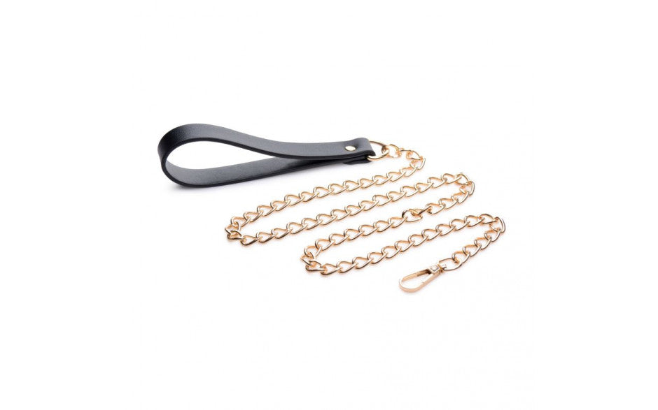 Leashed Lover Black/Gold Chain Leash - Just for you desires