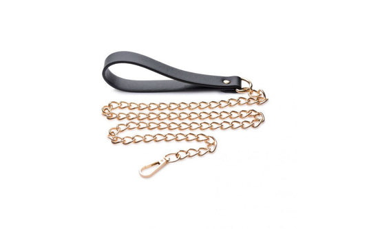 Leashed Lover Black/Gold Chain Leash - Just for you desires