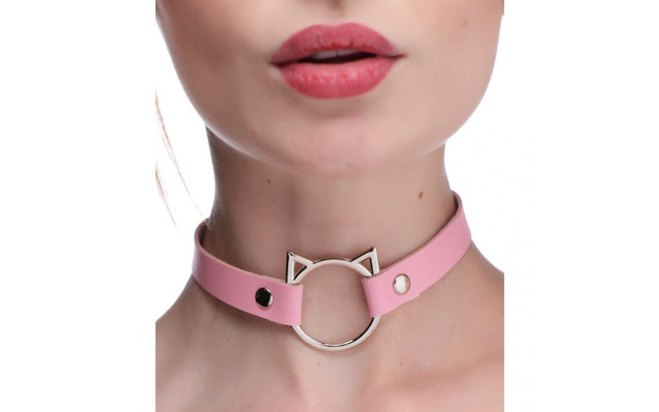 Kinky Kitty Ring Slim Choker Pink - Just for you desires