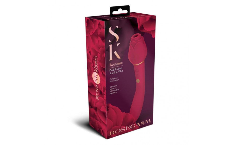 Secret Kisses ROSEGASM TWOSOME - Rose Red 20.3 cm Air Pulsation Stimulator & Vibrator - Just for you desires