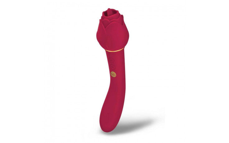 Secret Kisses ROSEGASM LINGO - Rose Red 20.3 cm Dual Vibrator & Flicking Stimulator - Just for you desires