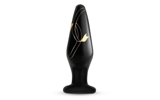 Secret Kisses 4.5'' Handblown Glass Plug - Black 11.4 cm Glass Butt Plug - Just for you desires