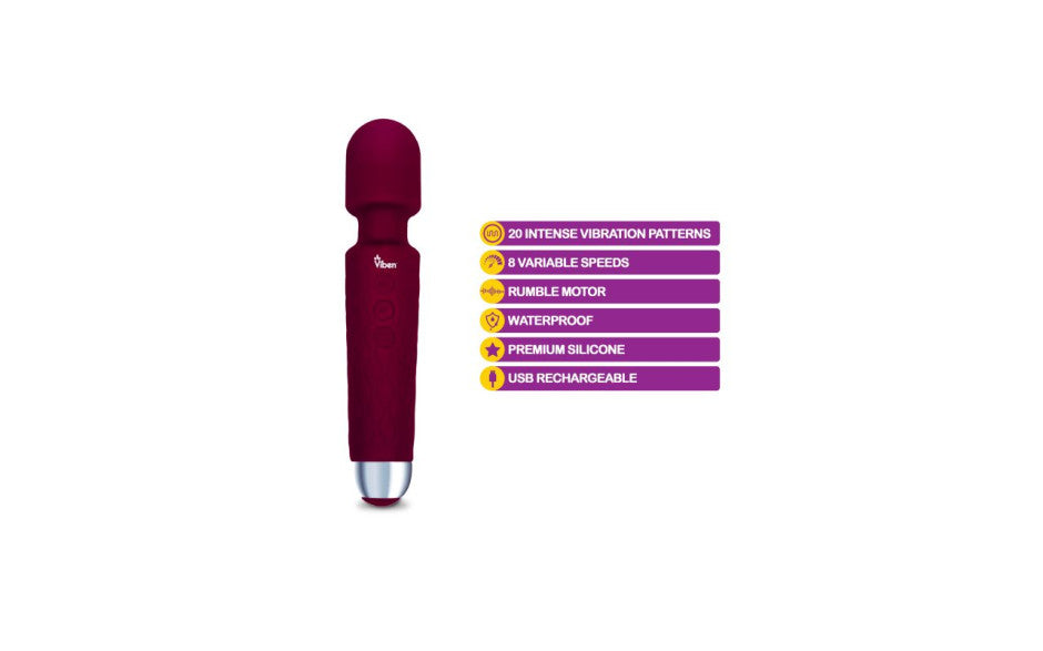 Viben Tempest Rechargeable Wand Massager Ruby - Just for you desires