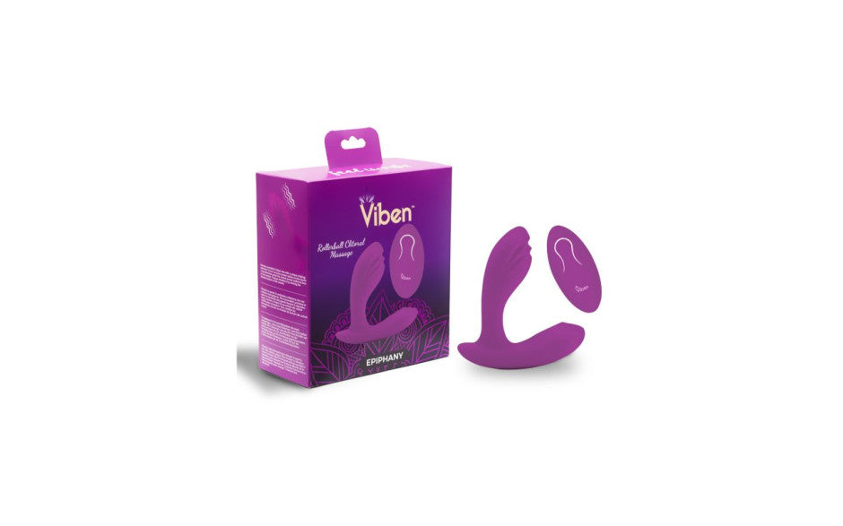 Viben Epiphany Rollerball Dual-Stim Massager w Remote Berry - Just for you desires