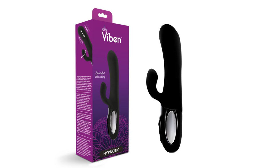 Viben Hypnotic Thrusting Rabbit Vibe w Swinging Clit Stim Black - Just for you desires