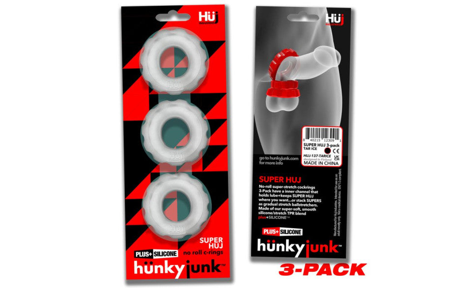 Super Hunkyjunk 3 Pc Cockrings Clear Ice - Just for you desires