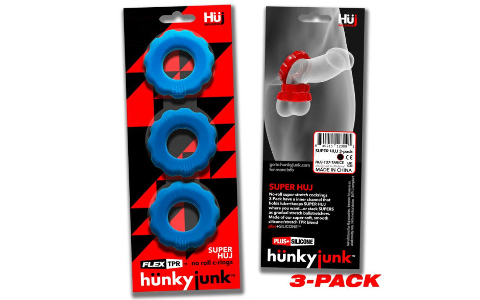 Super Hunkyjunk 3 Pc Cockrings Teal Ice - Just for you desires