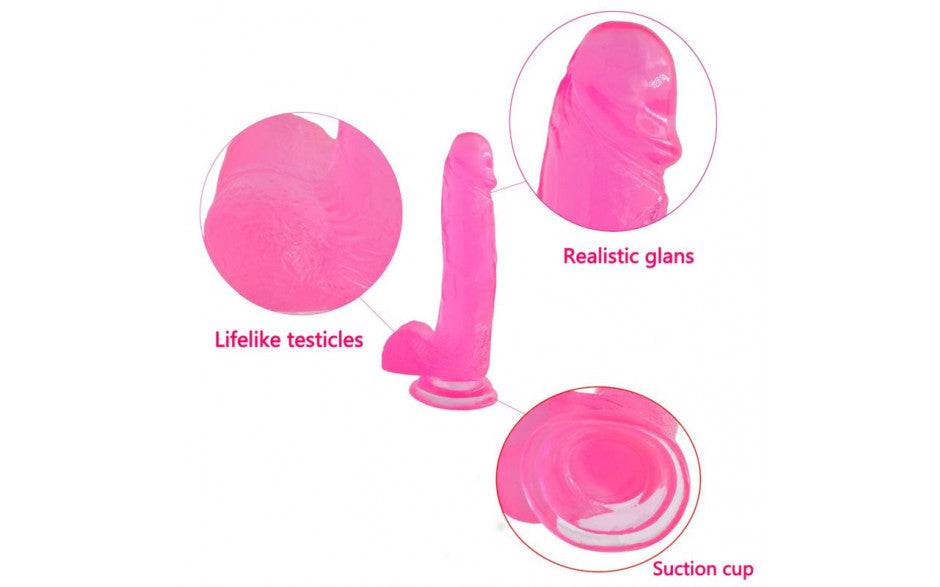 Jelly Studs 8in Crystal Dildo Large Pink - Just for you desires