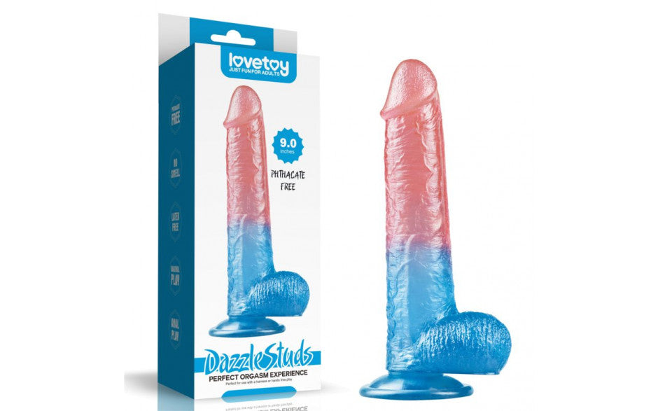 Dazzle Studs Dildo 9in Pink/Blue - Just for you desires