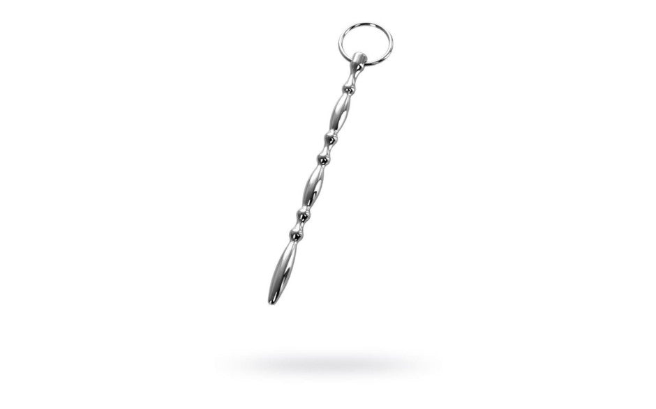 Silver Metal Beaded Urethral Plug w Ring - Just for you desires