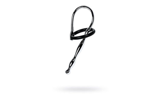 Silver Metal Urethral Plug w Black Silicone Ring - Just for you desires