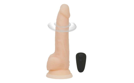 Rotating 8in Vibrating Dildo w Remote Vanilla - Just for you desires
