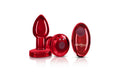 Cheeky Charms Red Rechargeable Vibrating Metal Butt Plug w Remote Small - Just for you desires