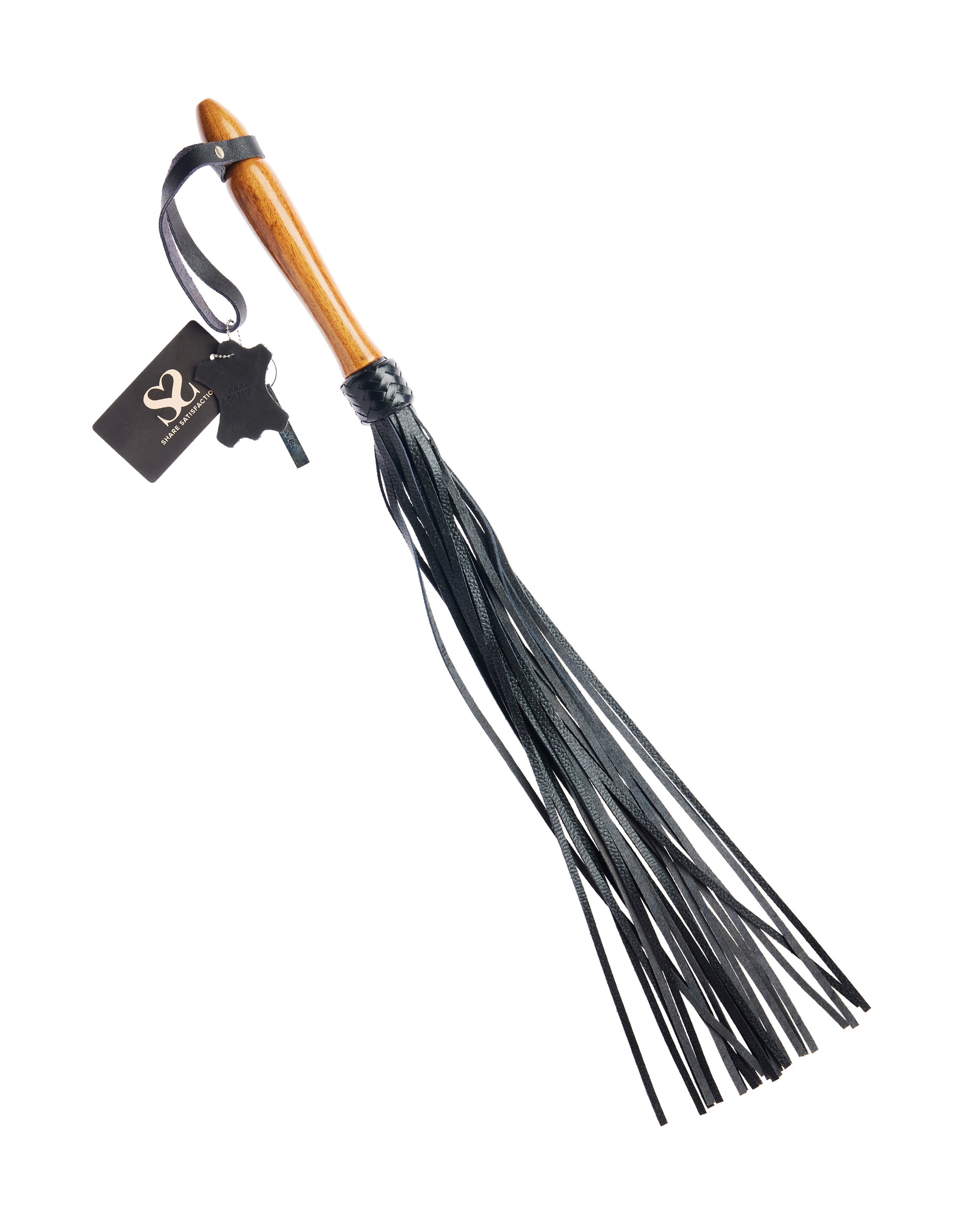 Bound X Textured Leather Flogger with Wooden Handle - Just for you desires