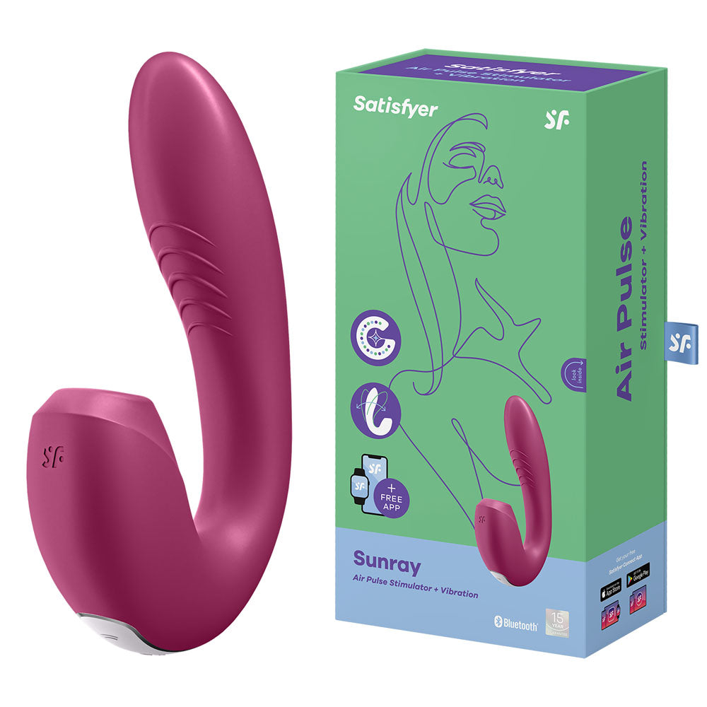 Satisfyer Sunray - Berry USB Rechargeable Vibrator with Air Pulsation & App Control - Just for you desires