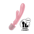 Satisfyer Triple Lover - Pink USB Rechargeable Rabbit Vibrator and Massage Wand - Just for you desires
