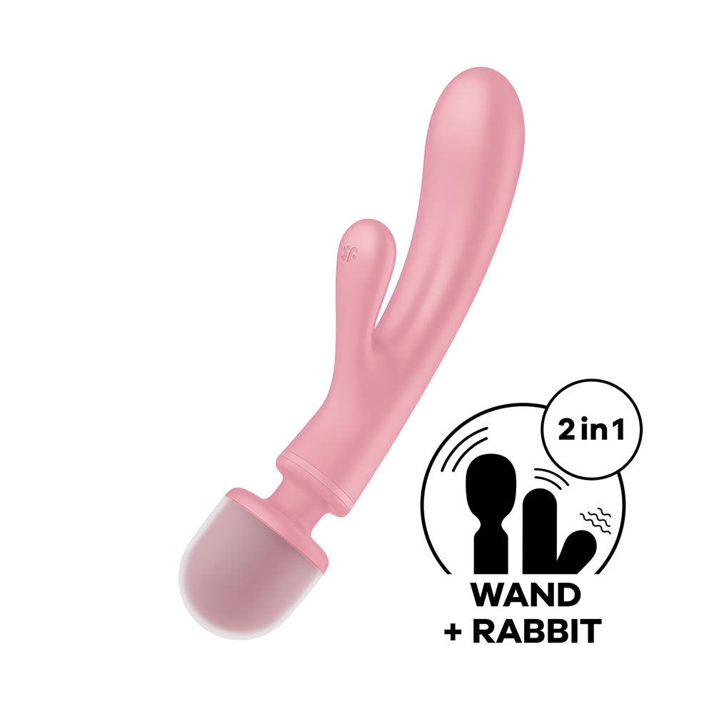 Satisfyer Triple Lover - Pink USB Rechargeable Rabbit Vibrator and Massage Wand - Just for you desires
