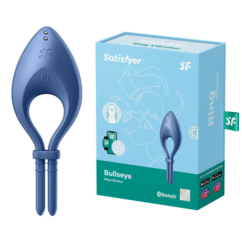 Satisfyer Bullseye - Blue - Blue Vibrating Adjustable Lasso Cock Ring - Just for you desires