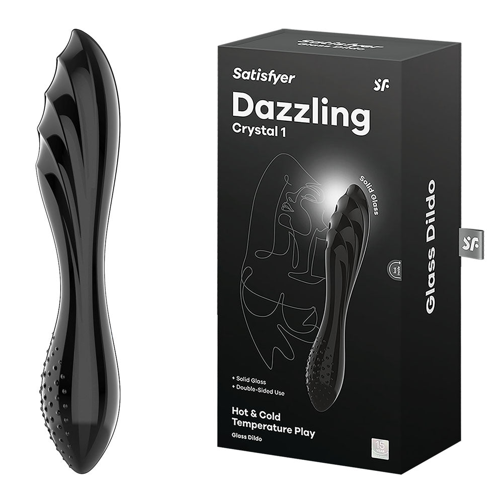 Satisfyer Dazzling Crystal 1 - Black - Black Glass Double Ended Dildo - Just for you desires
