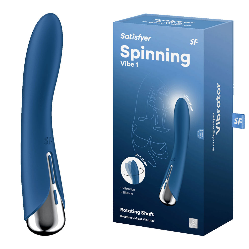 Satisfyer Spinning Vibe 1 - Blue - Blue 17.8 cm USB Rechargeable Rotating Vibrator - Just for you desires